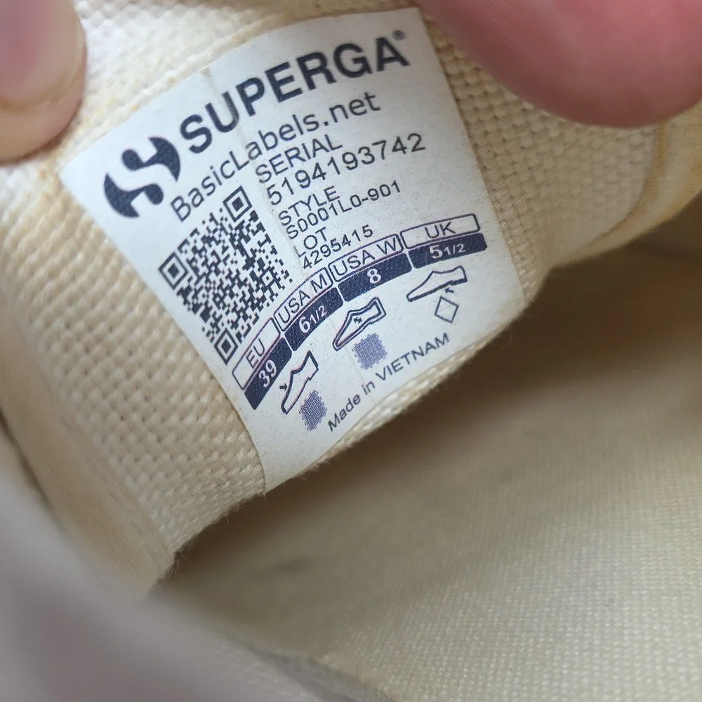Superga White Platform Sneakers Classic Canvas Design Size 8